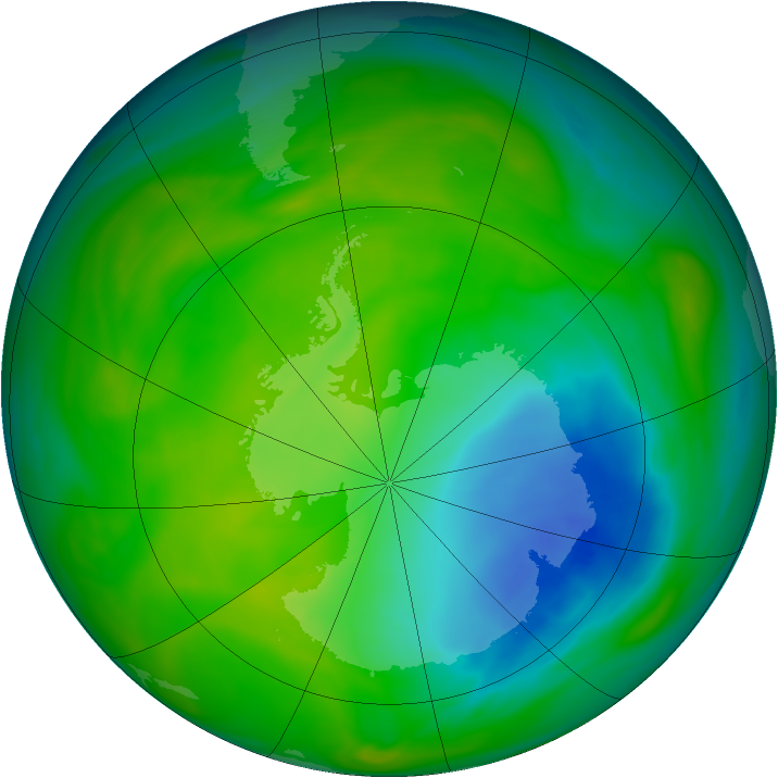 Antarctic ozone map for 25 November 2005